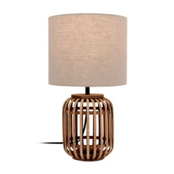 Lindby bordlampe Marzanna, grå, bambus, 42,5 cm, E27