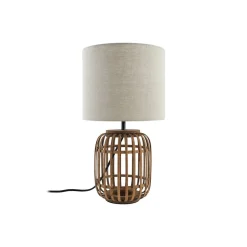 Lindby bordlampe Marzanna, grå, bambus, 42,5 cm, E27