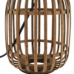 Lindby bordlampe Marzanna, grå, bambus, 42,5 cm, E27