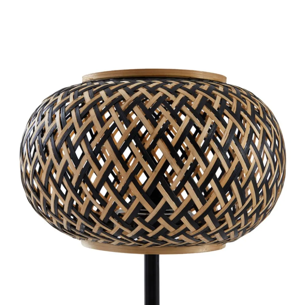 Lindby bordlampe Nerys, sort, bambus, Ø 28 cm
