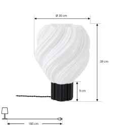 Lindby bordlampe Nuvia, højde 39,1 cm, hvid, 3D-print