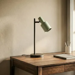 Lindby bordlampe Ovelia, grøn/sort, metal, E27