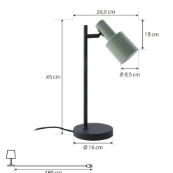 Lindby bordlampe Ovelia, grøn/sort, metal, E27