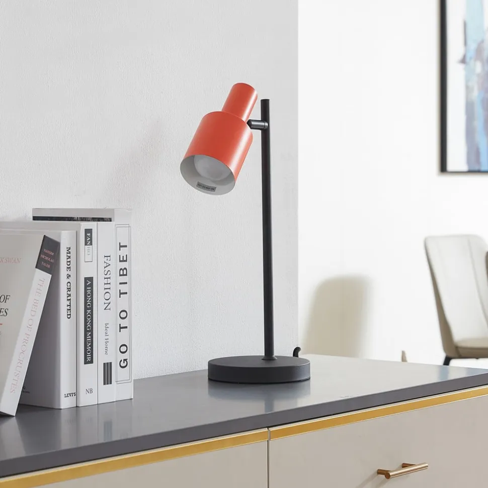 Lindby bordlampe Ovelia, orange/sort, metal, E27