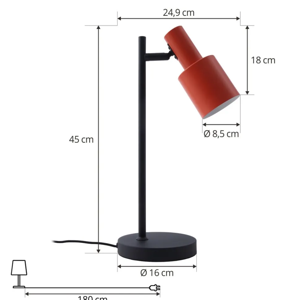 Lindby bordlampe Ovelia, orange/sort, metal, E27