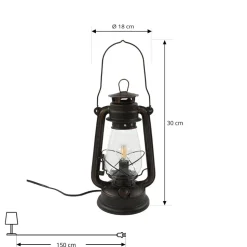 Lindby bordlampe Raisa, rustfarvet, metal, lygte, E14