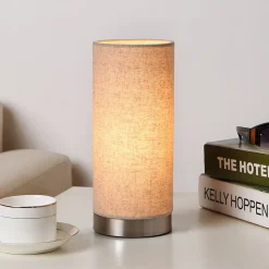 Lindby bordlampe Ronja, højde 26 cm, cremefarvet, tekstil