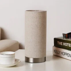 Lindby bordlampe Ronja, højde 26 cm, cremefarvet, tekstil