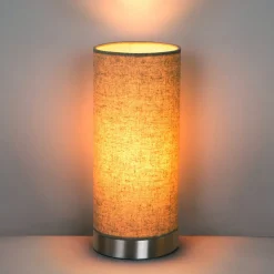 Lindby bordlampe Ronja, højde 26 cm, cremefarvet, tekstil