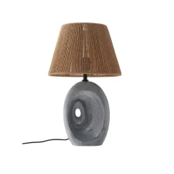 Lindby bordlampe Seasur, blågrå, keramik, papir, 29 cm
