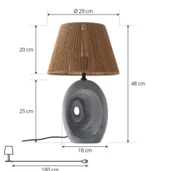 Lindby bordlampe Seasur, blågrå, keramik, papir, 29 cm