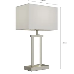 Lindby bordlampe Sigurd, hvid, stof, højde 54 cm, E27