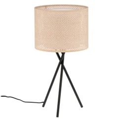 Lindby bordlampe Soula, Ø 26 cm, beige, plast, E27