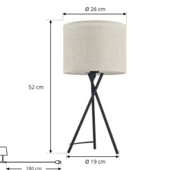 Lindby bordlampe Soula, Ø 26 cm, beige, plast, E27