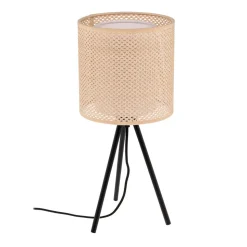 Lindby bordlampe Soula, Ø 20 cm, beige, plast, E27