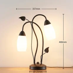 Lindby bordlampe Stefania, sort/guld, glas, E14, 40 cm