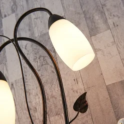 Lindby bordlampe Stefania, sort/guld, glas, E14, 40 cm