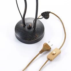 Lindby bordlampe Stefania, sort/guld, glas, E14, 40 cm