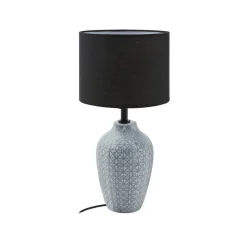 Lindby bordlampe Thalassia, grå/sort, Ø 20cm, keramik