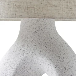 Lindby bordlampe Thalassia, hvid, Ø 30 cm, keramik