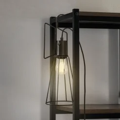 Lindby bordlampe Tharion, sort, metal, Ø 15,4 cm