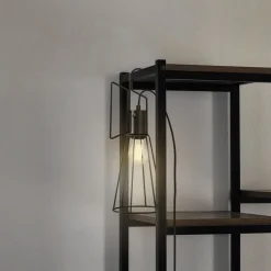 Lindby bordlampe Tharion, sort, metal, Ø 15,4 cm