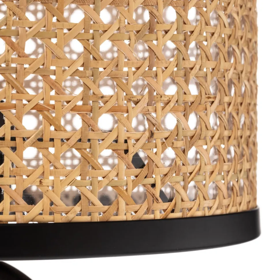 Lindby bordlampe Yaelle, 50 cm høj, rattan, sort, E27