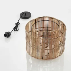 Lindby Bridga pendellampe, Ø 35 cm, sort, bambus