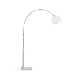 Lindby buelampe Alverton, hvid/nikkel, glas, 197 cm