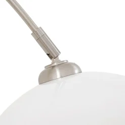 Lindby buelampe Alverton, hvid/nikkel, glas, 197 cm