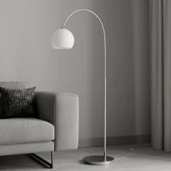 Lindby buelampe Cynthia, nikkelfarvet, glas, 140 cm, E27