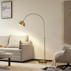 Lindby buelampe Lennart, antik messing, metal 183 cm