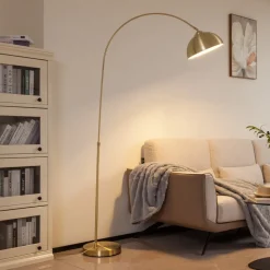 Lindby buelampe Lennart, messing, højdejusterbar, E27