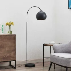 Lindby buelampe Minali, sort, metal, 148 cm høj, E27