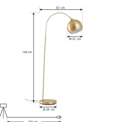 Lindby buelampe Moisia, messingfarvet, metal, 148 cm