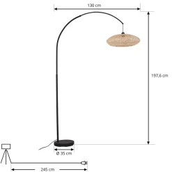 Lindby buelampe Solvian, sort/natur, bambus, metal