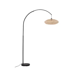 Lindby buelampe Solvian, sort/natur, bambus, metal