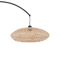 Lindby buelampe Solvian, sort/natur, bambus, metal