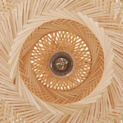 Lindby buelampe Solvian, sort/natur, bambus, metal