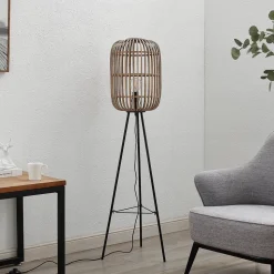 Lindby Canyana gulvlampe, 139 cm, natur, rattan, stativ