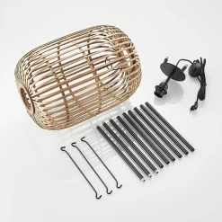 Lindby Canyana gulvlampe, 139 cm, natur, rattan, stativ