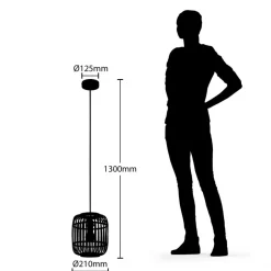 Lindby Canyana hængelampe, natur, rattan, Ø 22 cm