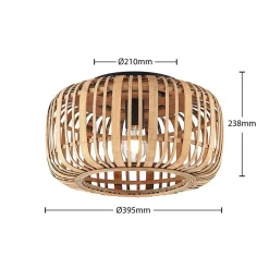 Lindby Canyana loftlampe, natur, rattan, Ø 40 cm