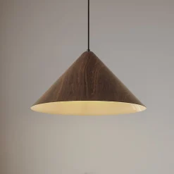 Lindby Clarine hængelampe, valnød, Ø 50 cm, metal