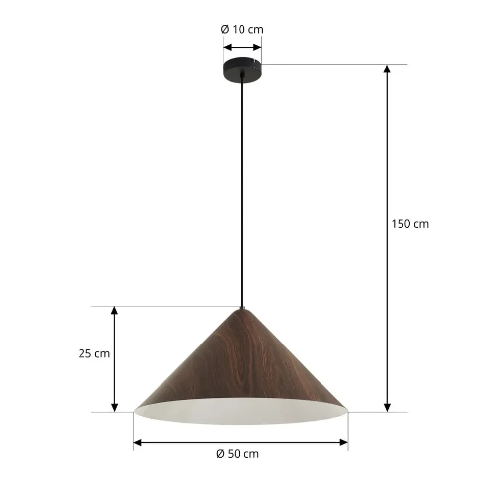 Lindby Clarine hængelampe, valnød, Ø 50 cm, metal