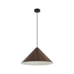 Lindby Clarine hængelampe, valnød, Ø 50 cm, metal