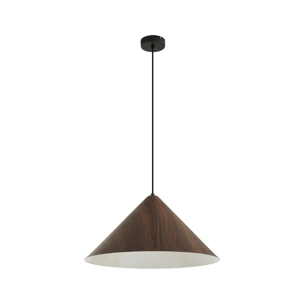 Lindby Clarine hængelampe, valnød, Ø 50 cm, metal