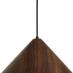 Lindby Clarine hængelampe, valnød, Ø 50 cm, metal