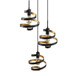 Lindby Colten hængelampe, Ø 50 cm, 3 lyskilder, sort, guld