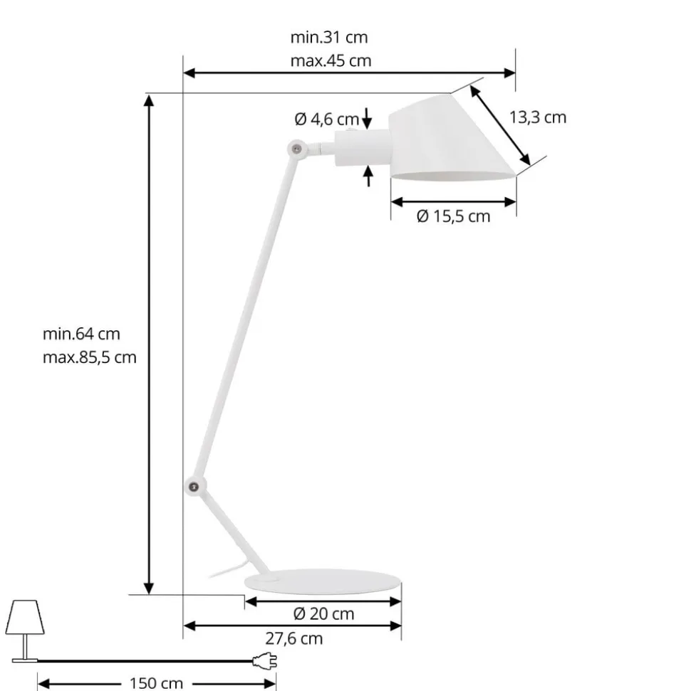 Lindby Corali bordlampe, hvid, metal, højde 64 cm